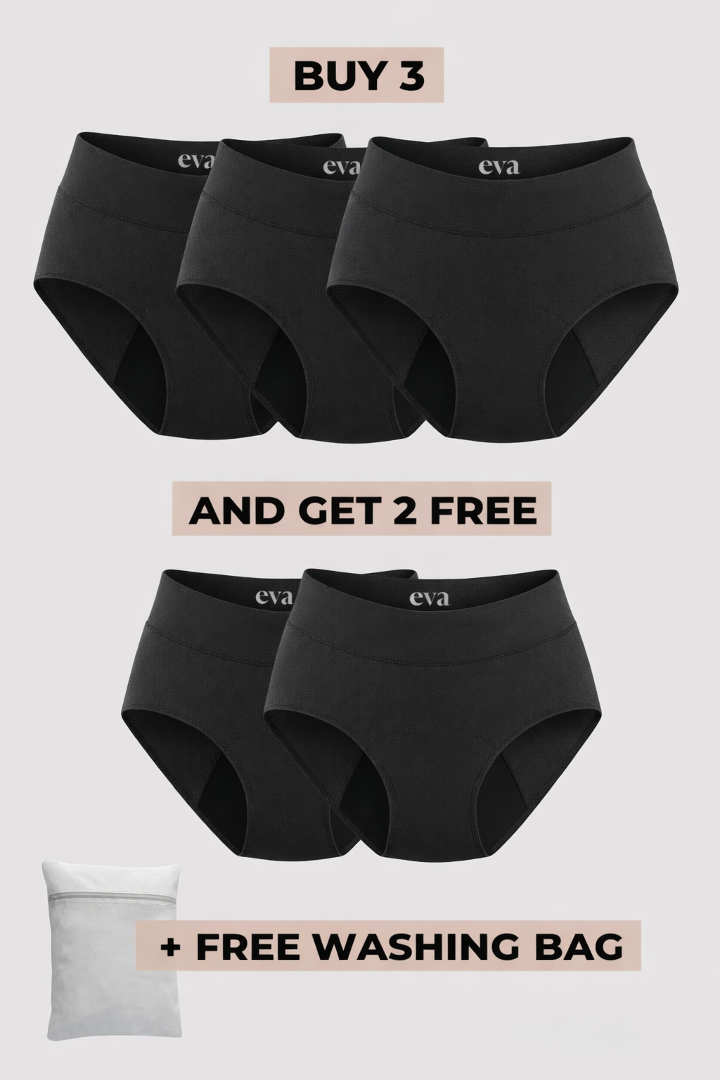 Eva Signature Leakproof Underwear (Buy 3, Get 2 FREE)