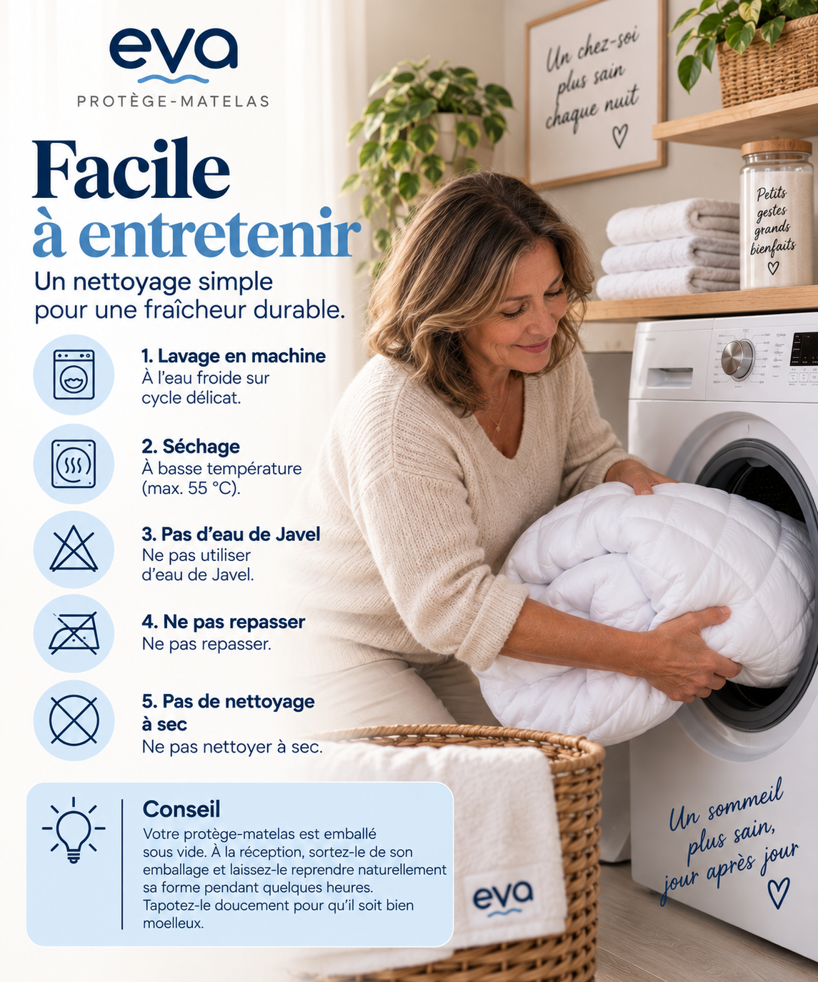 Éva™ Sérénité leak-proof mattress protector
