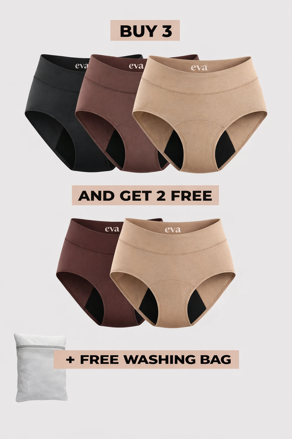 Eva Signature Leakproof Underwear (Buy 3, Get 2 FREE)