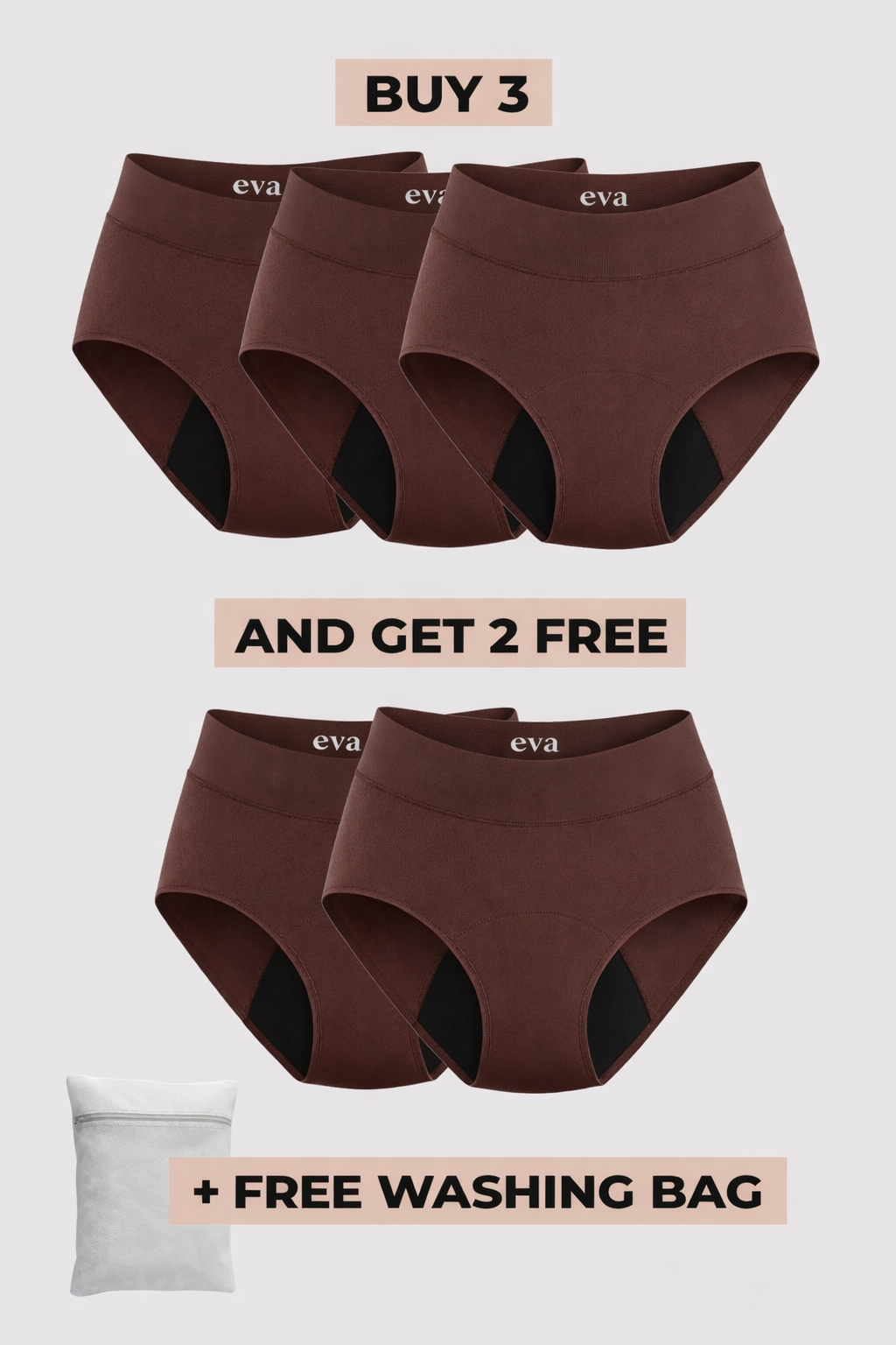 Eva Signature Leakproof Underwear (Buy 3, Get 2 FREE)